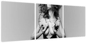 Tablou - Femeia în negru (cu ceas) (90x30 cm)