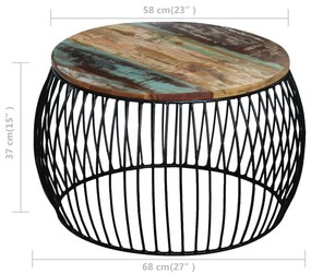 Măsuță de cafea, 68x37 cm, lemn masiv reciclat, rotund