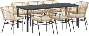 vidaXL Set de masă pentru grădină 9 pcs Maro poliratan