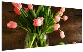 Tablou cu lalele roșii în vază (120x50 cm), în 40 de alte dimensiuni noi