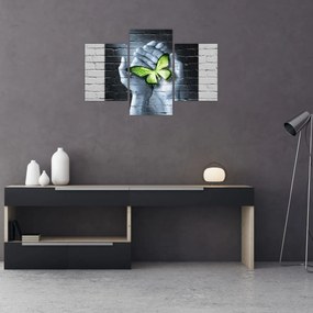 Tablou - Fluture verde în perete (90x60 cm)