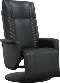 vidaXL Fotoliu rabatabil cu suport de picioare, negru, piele ecologică