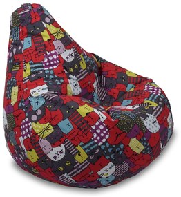 Fotoliu puf copii, Nirvana Light Pufrelax, Material Impermeabil, imprimeu cu pisici - Cattitude