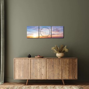 Tablou - Apus de soare deasupra norilor (cu ceas) (90x30 cm)