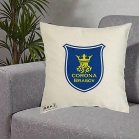 Perna Personalizata Corona Brasov Fotbal, 40x40 cm, Ecru, Husa Detasabila, Perna Inclusa, BEKZ®