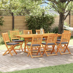 vidaXL Scaun pliant 8 pcs Gri 49 x 57.5 x 92cm Lemn masiv de acacia