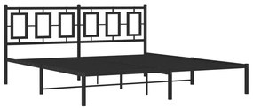 374246 vidaXL Cadru de pat metalic cu tăblie, negru, 183x213 cm