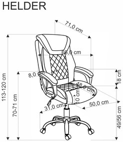 Scaun de birou Helder piele ecologica negru H120 cm