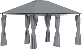 Outsunny 3x4 m Gazebo de Exterior din Oțel cu 6 Perdele Detașabile și Orificii de Drenaj, Gri | Aosom Romania