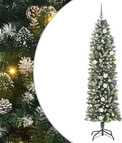 vidaXL Copac Artificial Slăb de Crăciun cu 300 LED Verde și alb 210 cm