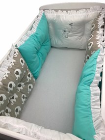 Set de 6 bucati aparatori protectii laterale patut Deseda Verde-Elefantei gri