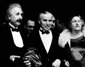 Fotografie Albert Einstein and his wife Elsa with Charlie Chaplin, Unknown photographer,