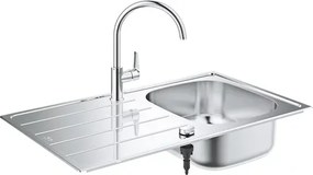 Set chiuveta inox Grohe K200 45 cm 1 cuva cu picurator si baterie