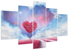 Tablou - Copac de inimă roz (150x105 cm)