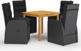 vidaXL Set de masă pentru grădină, 5 piese, negru