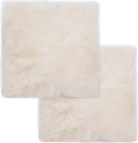 vidaXL Pernuțe de scaun, 2 buc, alb, 40x40 cm, piele naturală de oaie