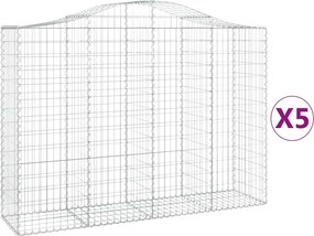 vidaXL Coșuri gabion arcuite 5 buc, 200x50x140/160 cm, fier galvanizat