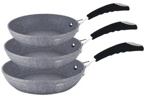 Set 3 tigai marmorate (3 straturi) din aluminiu forjat Gray Stone Touch Line Berlinger Haus BH 1180