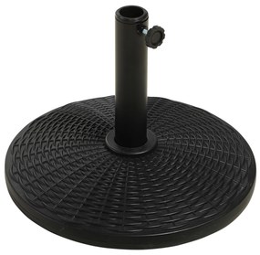 Outsunny Bază pentru Umbrelă cu Stîlpi de Ø38/48 mm din Plastic cu Efect de Ratan, Ø44.5x32 cm, Negru | Aosom Romania