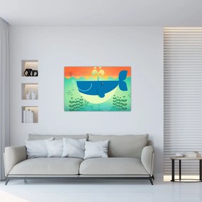 Tablou - Balenă veselă în mare (90x60 cm)