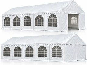 Cort evenimente Economy, 5 × 10 m, 50 m², PVC 440 g/m², structură metalică ranforsată, 10 ferestre, înălțime 2.9 m, Alb,