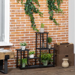 Outsunny Suport pentru plante cu 4 niveluri pentru interior și exterior , ideal pentru grădină, terasă, balcon, negru | Aosom Romania