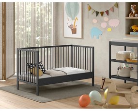 Pătuț gri antracit din lemn de pin 70x140 cm DINO – Vipack