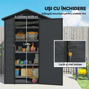 Outsunny Depozit din Rășină Compozită pentru Grădină, Spațios și Rezistent, Gri Închis | Aosom Romania