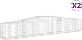 vidaXL Coșuri gabion arcuite 2 buc, 400x50x60/80 cm, fier galvanizat