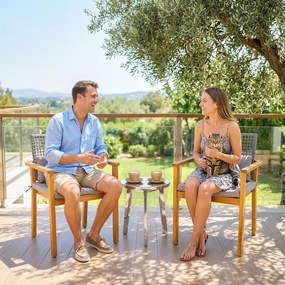 Outsunny Set 2 Scaune Lemn Acacia cu Perne și Perne Decorative, Natural. | Aosom Romania