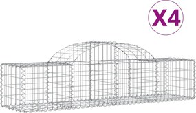 vidaXL Coșuri gabion arcuite 4 buc, 200x50x40/60 cm, fier galvanizat