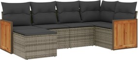 vidaXL Set mobilier grădină cu perne, 6 piese, gri, poliratan