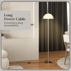 HOMCOM Lampă de Podea cu Abajur Dublu Strat pentru Living, Sufragerie, Dormitor, din Metal și Acrilic, Ø35x150 cm, Alb | Aosom Romania