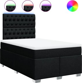 vidaXL Pat box spring cu saltea, negru, 120x190 cm, catifea