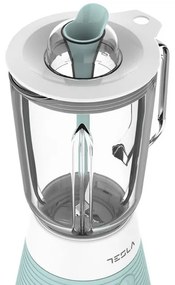 Blender Tesla BL510BWS, 500W, Cana de sticla 1,5 L, Pulse, Lama cvadrupla, Alb/Menta