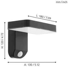Eglo PASTION 98191 - Lampă de perete solară LED cu senzor, 4,5W/3,7V, IP44