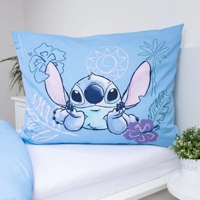 Lenjerie de pat pentru copii albastră din bumbac pentru pat de o persoană 140x200 cm Lilo and Stitch "Wave" – Jerry Fabrics