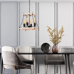 Lustră pe lanț JASPER 4xE27/60W/230V fag/bej