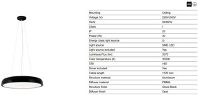 Lustra LED suspendata design circular COCOTTE D-43cm negru