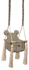 Leagan pentru copii si bebelusi, Catifea Velvet, perna detasabila ursulet Teddy Vintage Beige