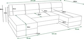 OFERTA Coltare extensibilas in U LIVARO 305x140 cm, gri inchis calitatea II