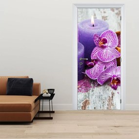 Fototapet pentru ușă - Orhidea și lumânări (95x205cm)