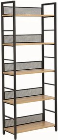 Etajera RAW R5, stejar/negru, PAL laminat/metal, 60x28x154 cm
