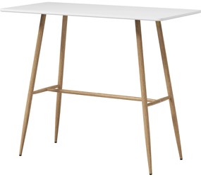 HOMCOM Masă de bar dreptunghiulară 4 persoane picioare din oțel cu aspect lemn asamblare ușoară 120 x 60 x 98 cm alb | Aosom Romania