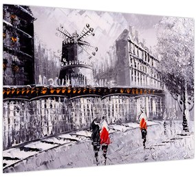 Tablou pe sticlă - Pictură în ulei a orașului II. (70x50 cm)