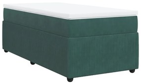 3285605 vidaXL Pat continental cu saltea, verde închis, 80x200 cm, catifea