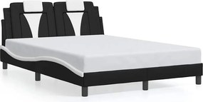 vidaXL Cadru de pat, Viana, fără saltea, negru/alb, 120x200 cm, piele ecologică