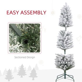 HOMCOM Brad de Crăciun Înzăpezit cu 263 de Crengi și Lumini LED Albe, Brad Artificial din Plastic, Ø45x150 cm, Verde | Aosom Romania