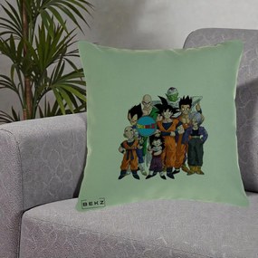 Perna Personalizata Dragon Ball Z Grup Complet, 40x40 cm, Verde, Husa Detasabila, Perna Inclusa, BEKZ®