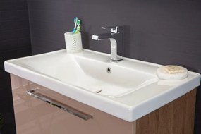 Set Mobilier Baie Cappadocia, Include Baza Lavoar, Lavoar și Oglinda, 80 cm, Cappuccino